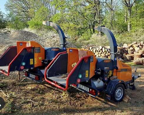 Släpvagnsregistrerad flistugg Redwood Fox och bandburen stubbfräs Bandit ZT1844 stulna på Värmdö utanför Stockholm